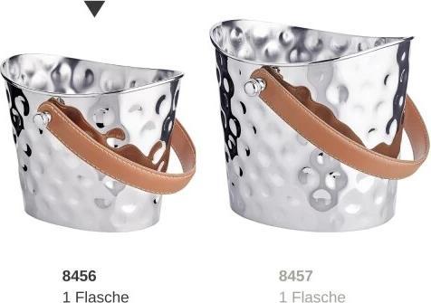 Actual product image Edzard Gilbert stainless steel ice bucket & wine cooler with leather handle 23 x 17 cm - hammered