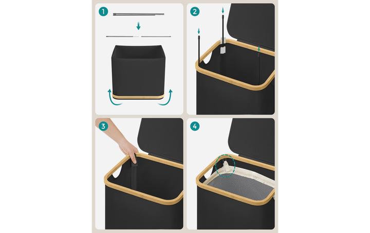 Image du produit Songmics Panier à linge 90 l, noir (90 l)