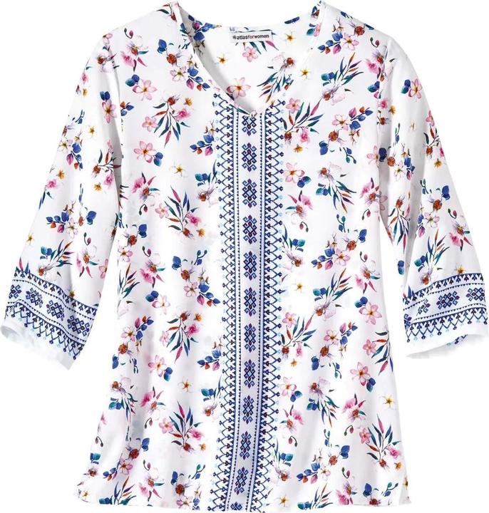Atlas For Women KreppBluse mit Blumendekor (L)