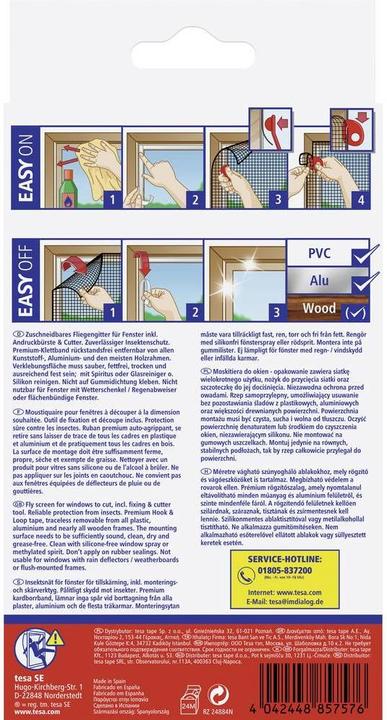 Produktbild tesa Insektenschutz COMFORT für Fenster, mit Klettband, selbstklebend, ohne Bohren (130 x 130 cm)