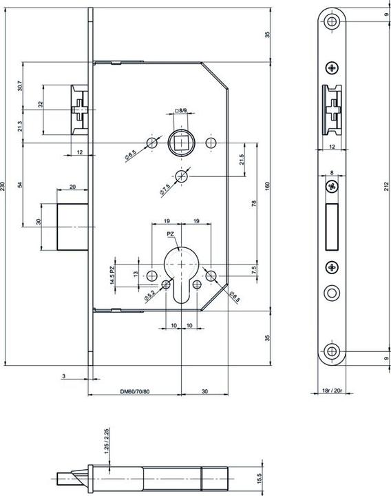 Actual product image Assa Abloy Beta Einsteckschl. 30100.6/80/20r/9 (Mortise lock)