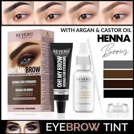 Image du produit Revers Henna Eyebrow Eyelash Color Crème colorante permanente pour les sourcils Brown Black Set complet