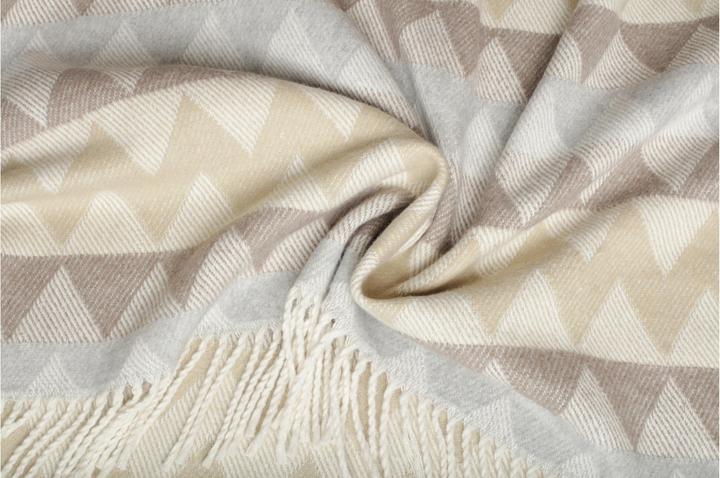 Actual product image Hubatka Zigzag blanket 150 x 200 cm, beige/blue (150 x 200 cm)