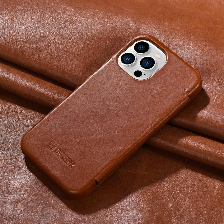 Image du produit iCarer iPhone 15 - étui à rabat en cuir vintage marron WMI15230613 (Apple iPhone 15)