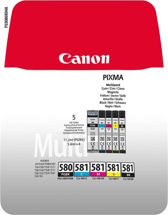 Immagine prodotto Canon PGI-580/CLI-581 Multipack (C, M, Y, BK, PGBK)