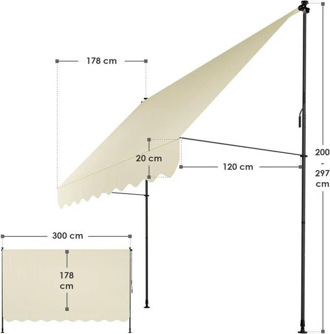 Actual product image Juskys Klemmmarkise Kapstadt (3 m)