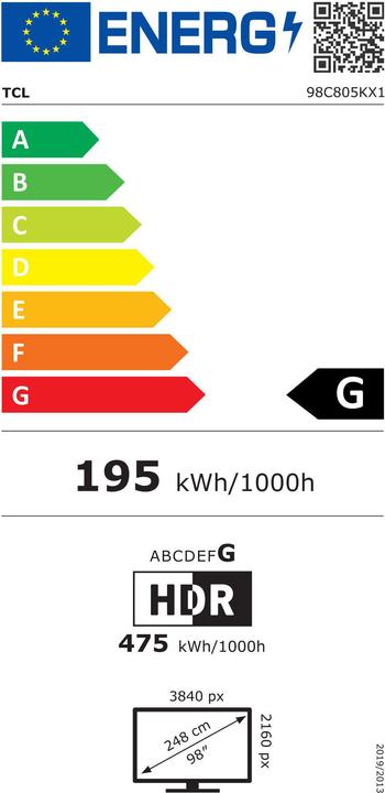 Energie-Label TCL 98C805 (98", Mini-LED, 4K, 2023)