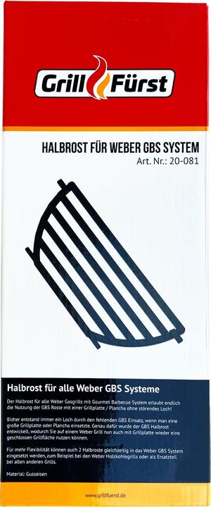 Actual product image Grillfürst Cast iron half grate / insert for Weber GBS barbecue grate system