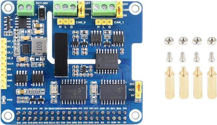 Produktbild WaveShare 2-Kanal CAN-Bus Dual Chip HAT für Raspberry Pi