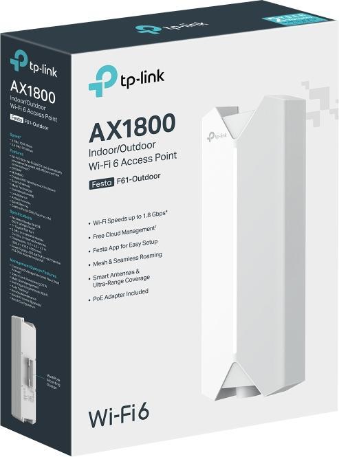 Produktbild TP-Link Festa F61 Access Point AX1800 WiFi 6, Kostenlose Cloud-Verwaltung, 802.3af/at PoE oder 48V p (1201 Mbit/s)