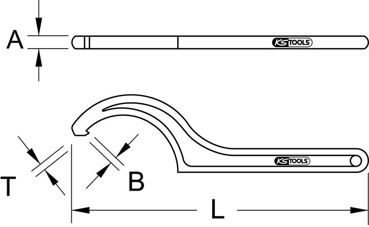 Produktbild KS Tools Fester Hakenschlüssel mit Nase (165 mm, 160 mm, 155 mm)