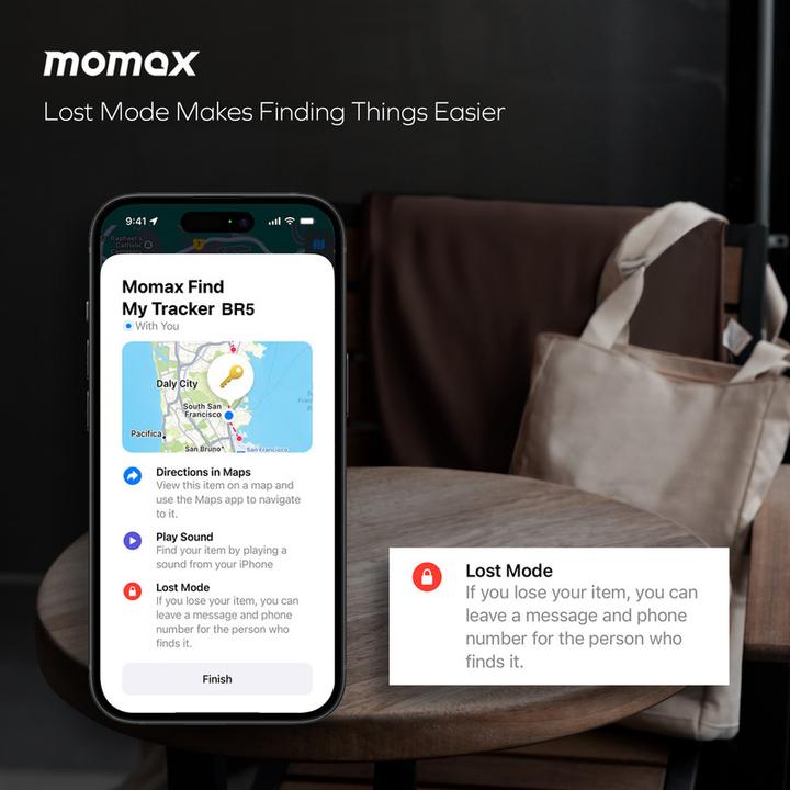 Produktbild Momax PinTag Find My Tracker Titanium
