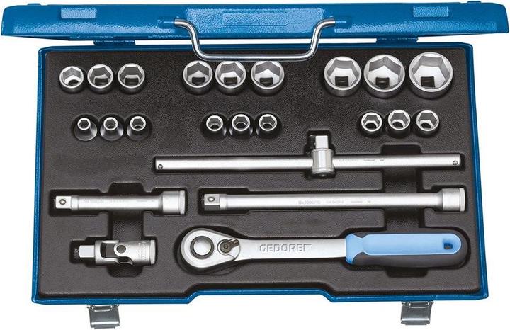 Produktbild Gedore 19 EMU-20 Steckschlüssel-Satz 1/2", 23-teilig, 6-kant, 8-32 mm (32 mm, 20 mm, 19 mm, 27 mm, 21 mm, 14 mm, 29 mm, 18 mm, 11 mm, 12 mm, 23 mm, 26 mm, 22 mm, 15 mm, 25 mm, 13 mm, 16 mm, 24 mm, 31 mm, 8 mm, 10  mm, 30 mm, 17 mm, 28 mm, 9 mm)