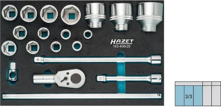 Actual product image HAZET Socket set 163-406/20 ∙ Square, hollow 20 mm (3/4 inch) ∙ Outside hexagon profile ∙ 19 ∙ 21 ∙…