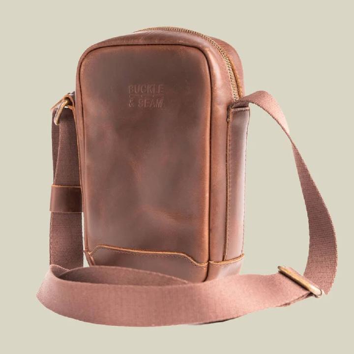 Produktbild Buckle & Seam Leder Crossbody Bag Runner Braun/Dots