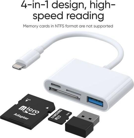 Actual product image Joyroom Lightning to USB OTG Card Reader (Lightning, USB-A, USB Type C, SD card)