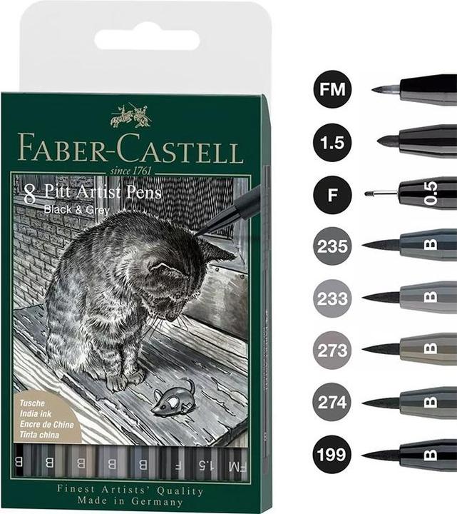 Actual product image Faber-Castell Pitt Artist Pen (Grey, Black, 1 x)