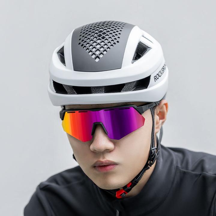 Actual product image Rockbros Polarised Cycling Glasses with UV Protection and Corrective Insert - Purple (Grey, Grey)