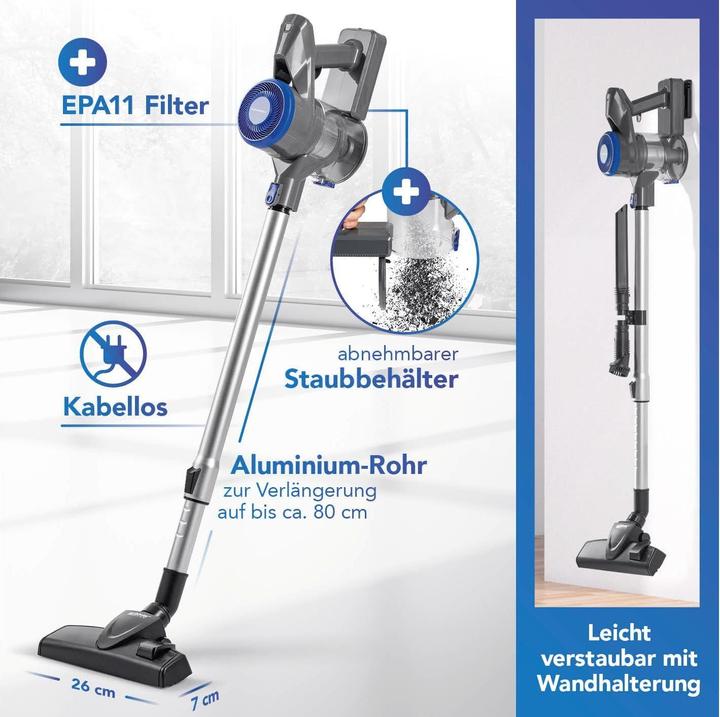 Image du produit CleanMaxx Aspirateur à main et à manche sans fil Anthracite/Bleu