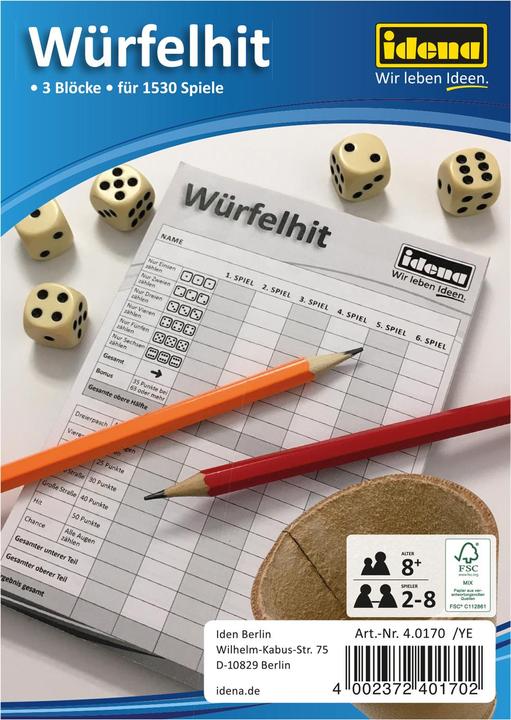 Produktbild Idena Würfelhit 3 Blöcke FSC-Mix