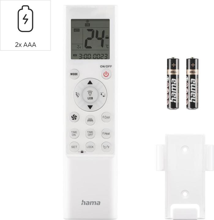 Produktbild Hama Universal-Fernbedienung für Klimaanlagen und -geräte, Infrarot, Wandhalter