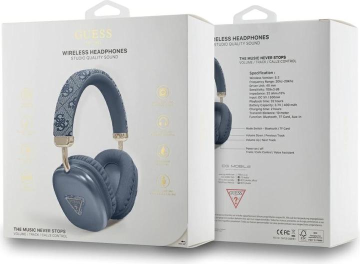 Actual product image Guess Headphones Bluetooth 4G Triangle Logo blue