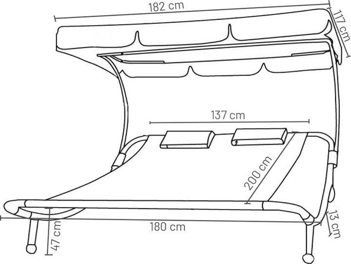 Produktbild VCM Doppelliege Gartenliege 2 Personen Bindox (200 cm)