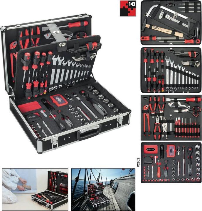 Actual product image Vigor Tool case ∙ universal ∙ V2542 ∙ square6.3 mm (1/4 inch), square12.5 mm (1/2 inch), square... (143 pieces)