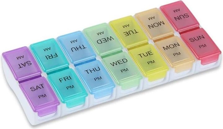 Actual product image Cbx Tablettenbox, Pillenbox 7 Tage - Morgen und Abend Rainbow