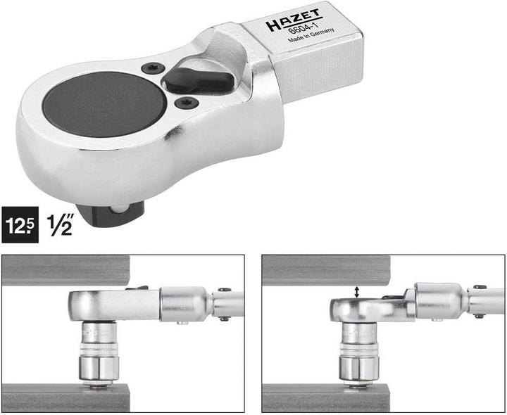 Actual product image HAZET Insert reversible ratchet 6604-1 ∙ Insert square 14 x 18 mm ∙ Square, solid 12.5 mm (1/2 inch… (1/2")