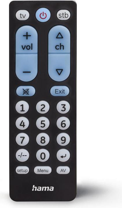 Image du produit Hama Télécommande universelle TV, infrarouge, pour 2 appareils, grosses touches, programmable (Télécommande universelle, Infrarouge)