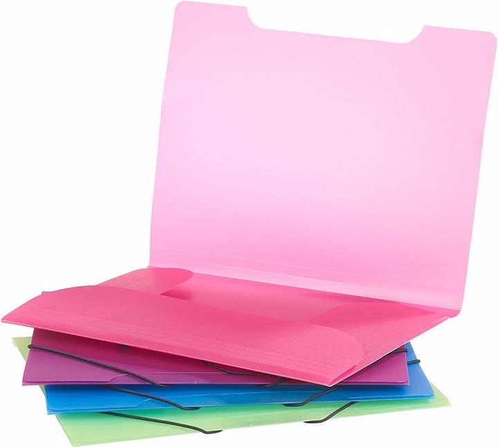 Produktbild General Office 8er-Set Eckspanner-Einschlagmappen mit Gummizug, Kunststoff, 4 Farben (A4, 8 x)
