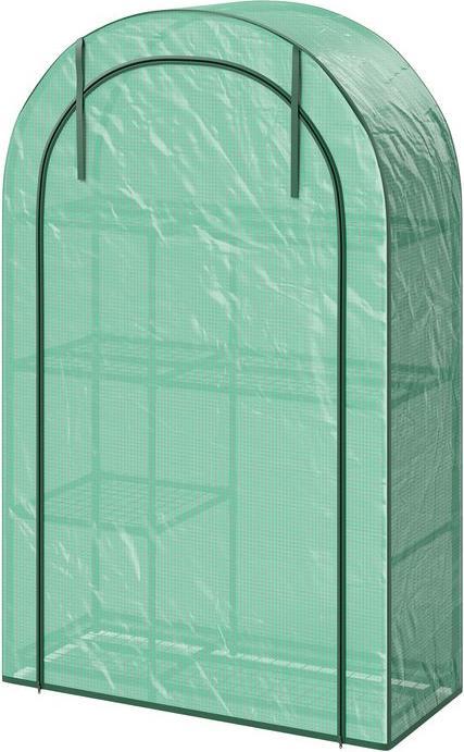 Immagine prodotto Swisshandel24 Foliengewächshaus mit Runddach Tür, Regale, winterfest, Stahl, 100x45x160 cm, Grün