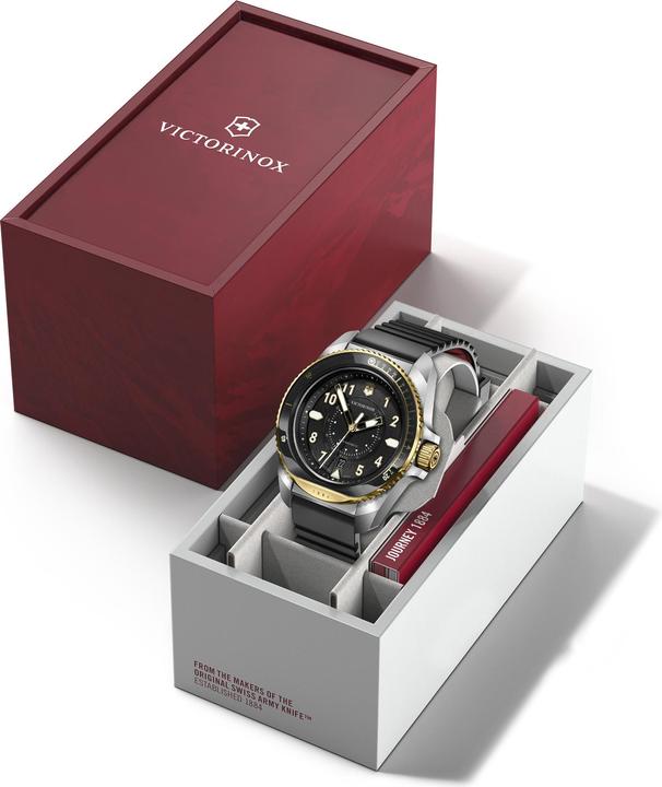 Produktbild Victorinox Journey 1884 Quartz Three hands Steel & Mineral, Taucheruhr, 43 mm, Ziffernblatt Schwarz, Kautschuk (Taucheruhr, 43 mm)