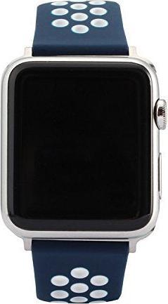 Produktbild Hermex Apple Watch 44mm / 42mm S / M Silikon Sport Armband Strap Soft BLAU WEISS (42 mm, 44 mm, Silikon, M)