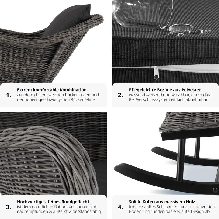 Actual product image tectake Rattan Rocking Chair Rovigo 150kg