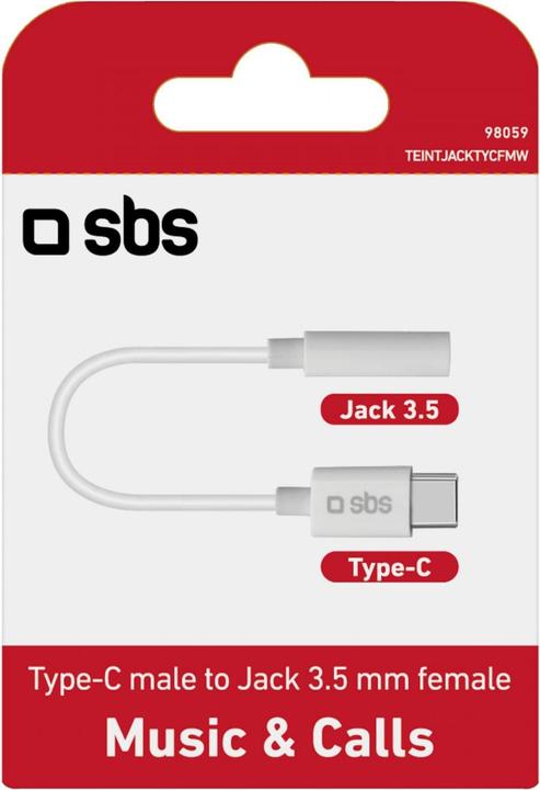 Image du produit SBS Adaptateur USB type C vers jack 3,5 mm blanc (Jack 3.5mm, USB Type C)