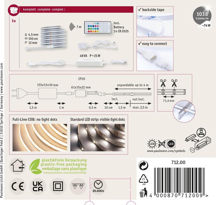 Actual product image Paulmann MaxLED 1000 Full-Line COB Stripe Set (RGBW, 150 cm, Indoor)