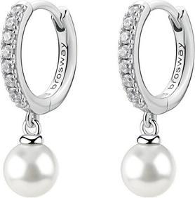 Produktbild Brosway Silver Hoop Earrings With Zircons And Pearl Infinite White Fancy Fiw144