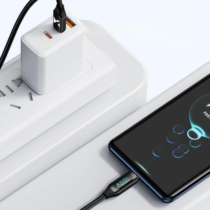 Produktbild Wozinsky WUCCC2 USB C – USB-C-Kabel mit PD-Display 100 W 2 m – Schwarz (2 m, USB 2.0)