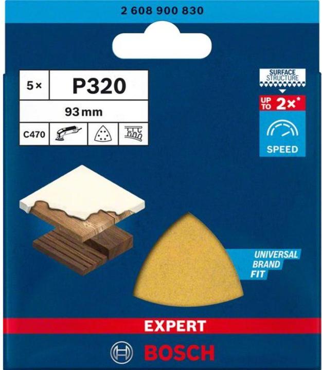 Actual product image Bosch Professional Zubehör Expert C470 Sandpaper for Delta Sander, 93 mm, G 320, 5 pcs. (320)