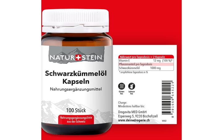 Immagine prodotto Naturstein Capsula egiziana di olio di cumino nero (100 Pezzo/i, Pillole, 173 g)