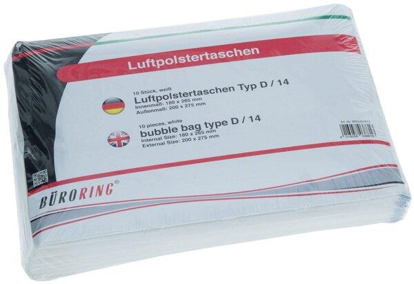 Büroring Luftpolsterversandtaschen 14/D, 200 x 275 mm, weiss, 10 Stück (10 x)