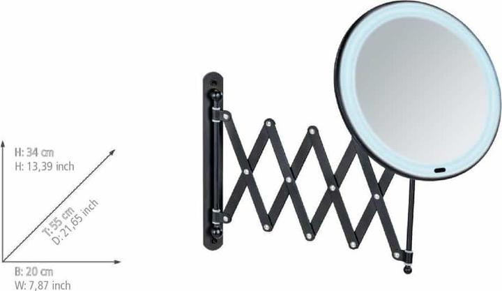 Produktbild Wenko LED Telesk.-Wandspiegel Barona (20 x 55 cm)