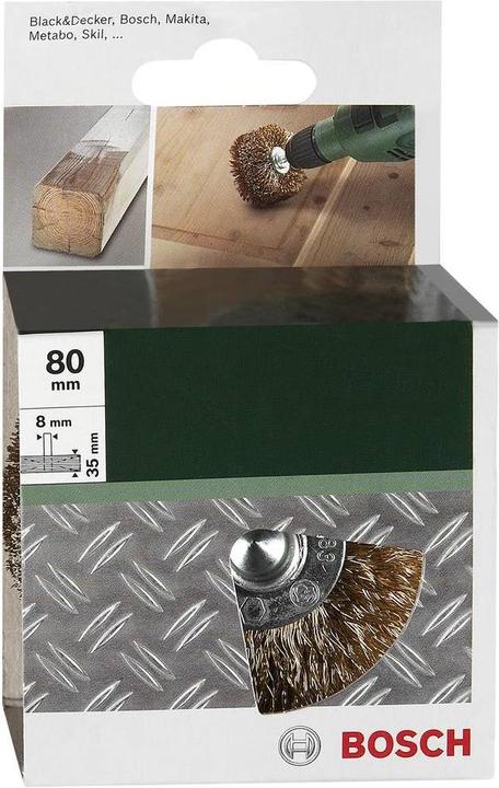 Image du produit Bosch Zubehör Brosse à structure bois pour perceuses - Fil ondulé, laitonné, 80 mm