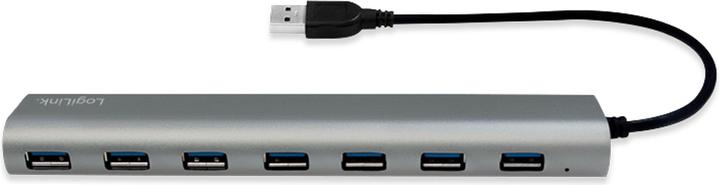 Image du produit LogiLink UA0308 - Hub USB 3.0, 7 ports avec lecteur de carte, boîtier en aluminium, pilkas (USB-A, 7 Ports)