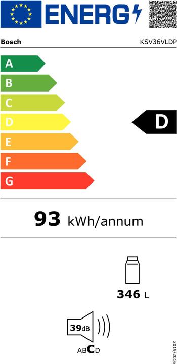 Energy Label Bosch Hausgeräte KSV36VLDP (346 l)