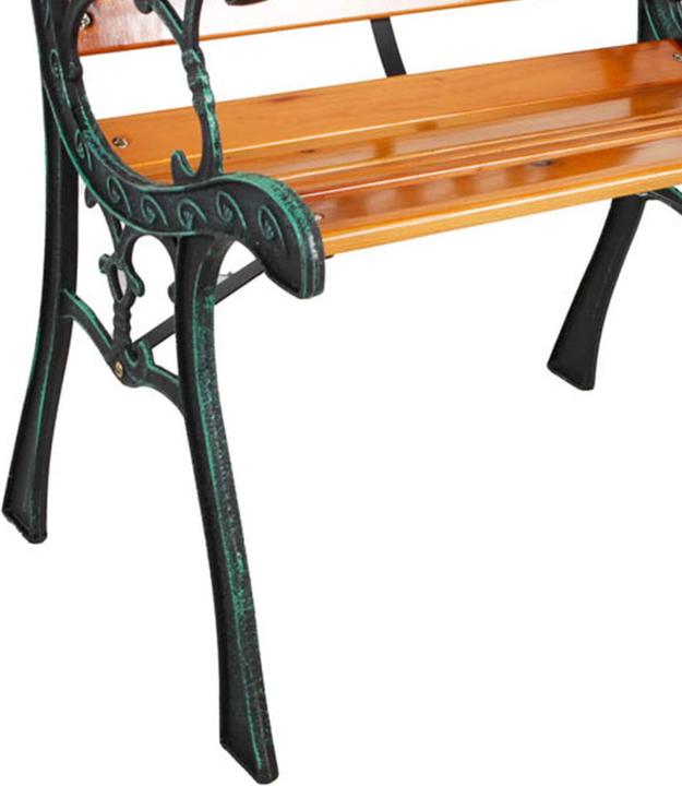Actual product image Mojawo Gusseisen Gartentisch Outdoortisch Holz Glasplatte Natur 98x46xH56cm