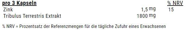 Nährwerte und Zutaten Weider Premium Tribulus (1 Stück, Kapseln, 111 g)