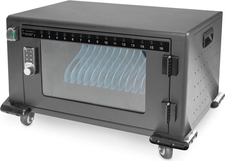 Produktbild Digitus Mobiler Ladeschrank, 14", USB-C, elektr. PIN Schl. 16 Ladestationen, Lüfter, 384 x 550 x 375 mm